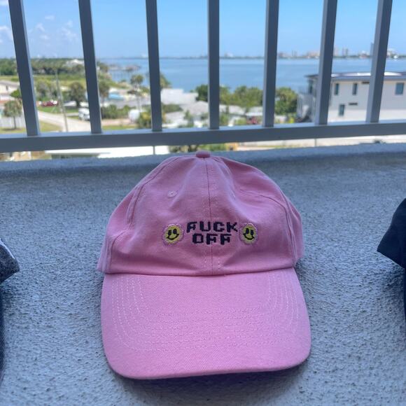 Stickie Bandits Pink Cotton "F Off" Embroidered Baseball Cap - Picture 3 of 4